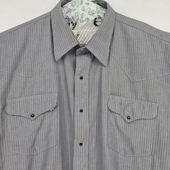 Flying R Ranchwear Pearl Snap Shirt Mens 18 35 Gray Classic Fit Western Made USA - Picture 2 of 11